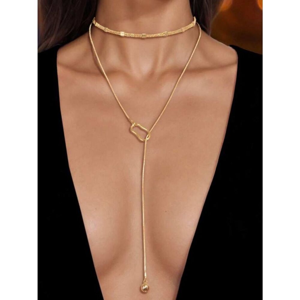 Gold Layered Lariat Necklace M1769